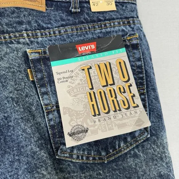 Vintage Levi's Mens Jeans 42x30 Blue Cotton Tapered Leg Deadstock Made in USA - Picture 13 of 16